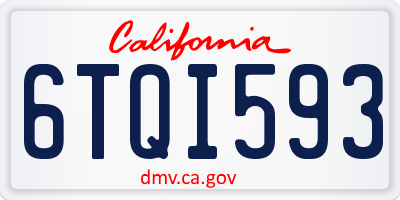 CA license plate 6TQI593