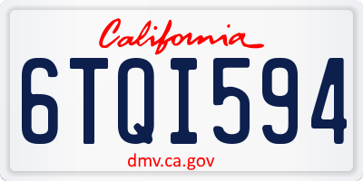 CA license plate 6TQI594