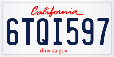CA license plate 6TQI597
