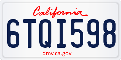 CA license plate 6TQI598