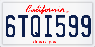 CA license plate 6TQI599