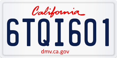 CA license plate 6TQI601