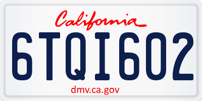 CA license plate 6TQI602