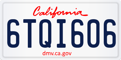 CA license plate 6TQI606