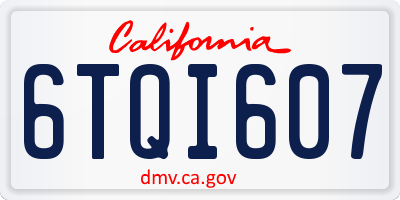 CA license plate 6TQI607