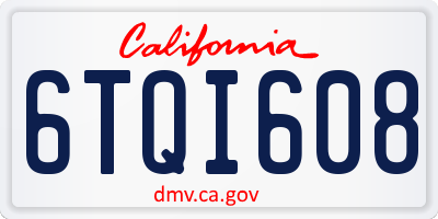 CA license plate 6TQI608