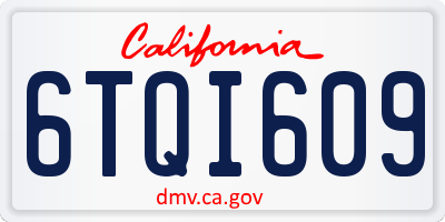 CA license plate 6TQI609