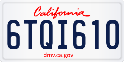 CA license plate 6TQI610