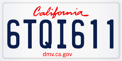 CA license plate 6TQI611