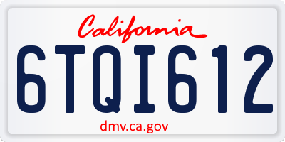 CA license plate 6TQI612