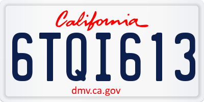 CA license plate 6TQI613