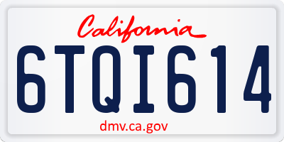 CA license plate 6TQI614