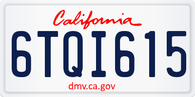 CA license plate 6TQI615