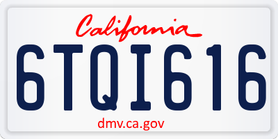 CA license plate 6TQI616