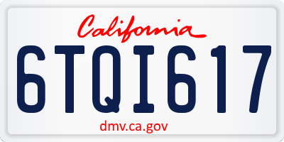 CA license plate 6TQI617