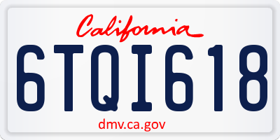 CA license plate 6TQI618