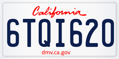 CA license plate 6TQI620