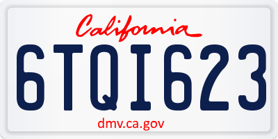 CA license plate 6TQI623