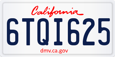 CA license plate 6TQI625