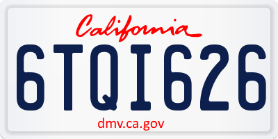 CA license plate 6TQI626