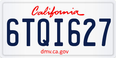 CA license plate 6TQI627