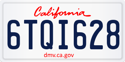 CA license plate 6TQI628