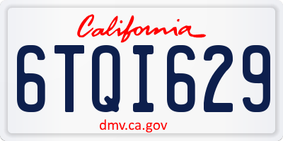 CA license plate 6TQI629