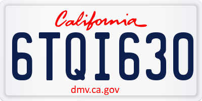 CA license plate 6TQI630