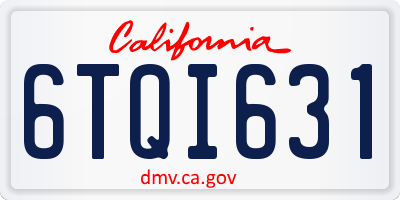 CA license plate 6TQI631