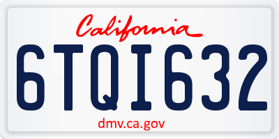 CA license plate 6TQI632