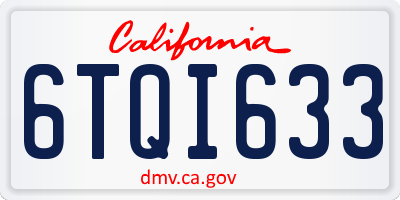 CA license plate 6TQI633