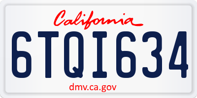 CA license plate 6TQI634