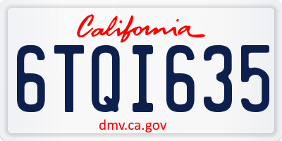 CA license plate 6TQI635