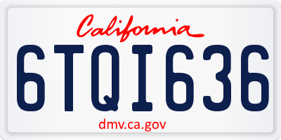 CA license plate 6TQI636