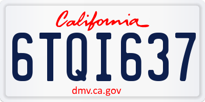 CA license plate 6TQI637