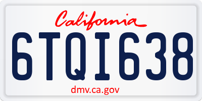 CA license plate 6TQI638