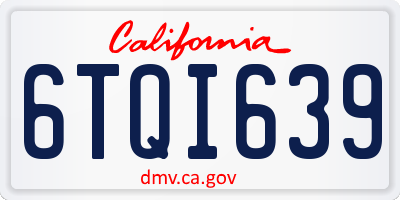 CA license plate 6TQI639