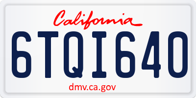 CA license plate 6TQI640