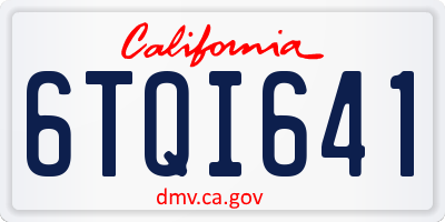 CA license plate 6TQI641