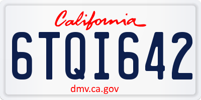 CA license plate 6TQI642