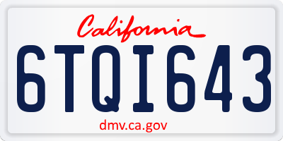 CA license plate 6TQI643