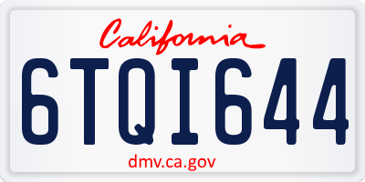 CA license plate 6TQI644