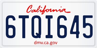 CA license plate 6TQI645