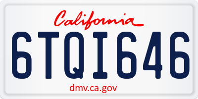 CA license plate 6TQI646