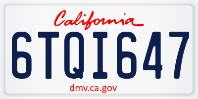 CA license plate 6TQI647