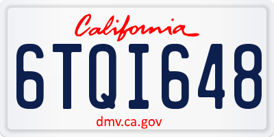 CA license plate 6TQI648