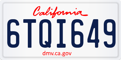 CA license plate 6TQI649