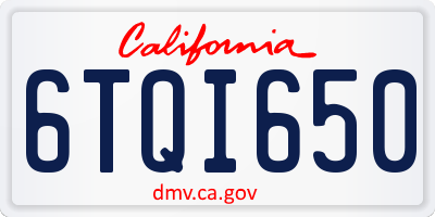 CA license plate 6TQI650