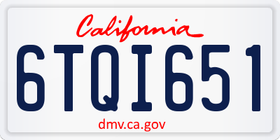 CA license plate 6TQI651