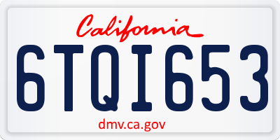 CA license plate 6TQI653